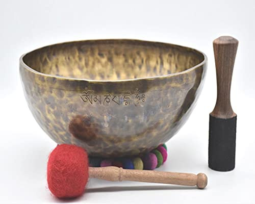 Singing Bowl Nepal - Bol chantant pleine lune de 30,5 cm fabriqué à la main au Népal, méditation, guérison, bain tibétain, yoga et relaxation (30,5 cm)