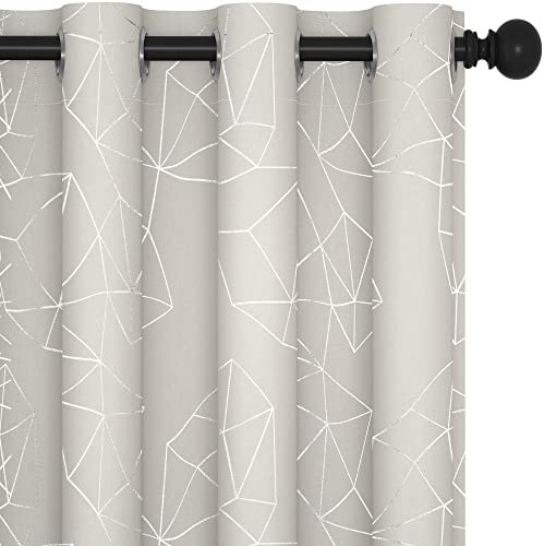 Deconovo Gardinen Verdunkelung für Schlafzimmer Dicke Thermovorhang Kälteschut Hitzeschutz Thermo Vorhänge mit Ösen Abdunkelnd Vorhang mit Muster, 245x140 cm(HöhexBreite), Diamant Creme, 2er Set