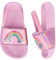 Girls Flip Flops Summer Slippers Kids Glitter Sliders Beach Bathroom Pool Cute Sandals Toddlers Home Shower Shoes Lightweight Non-slip Little Girls Sequins Slides for Indoor Outdoor Size 9 Pink