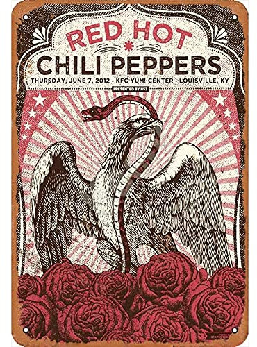 Win a Limited Edition Metallschild Red Hot Chili Peppers Cafe Bar Pub Bier Wanddekoration Kunst Metall Blechschild Poster Retro 20,3 x 30,5 cm