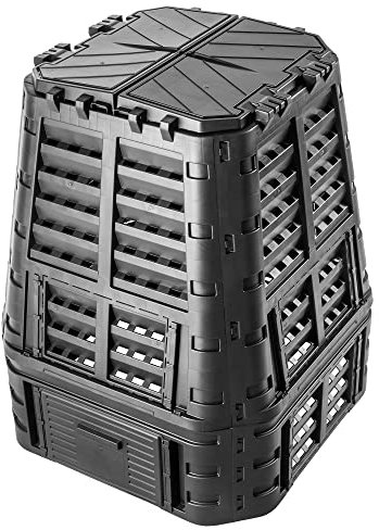 KADAX Composteur de Jardin 740L, Une Solution Écologique et Pratique pour Transformer Vos Déchets Organiques en Engrais Nature, Bac à Compost (Noir)
