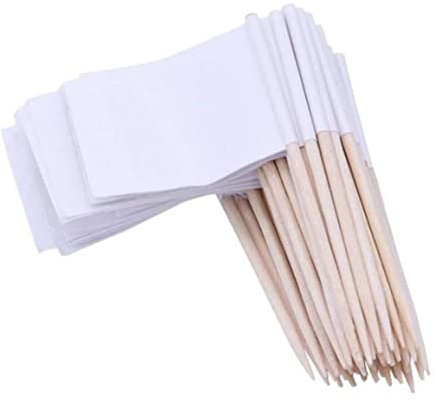 VONGLYHOO Leere Zahnstocher Flaggen Weiße Mini Kuchen Marker Cupcake Topper Fahnen Burger Sticks 100 stücke