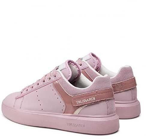 Trussardi Baskets basses en similicuir blanc avec inserts Metal Rose 79A00743, rose, 41W