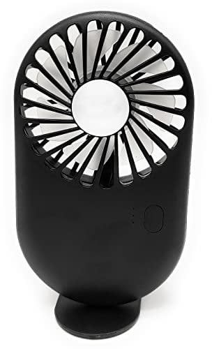 Acan Tradineur - Mini ventilador portátil recargable con soporte, ventilador de mano, 3 velocidades, silencioso, diseño compacto, 13,8 x 7,8 x 2,7 cm, color aleatorio