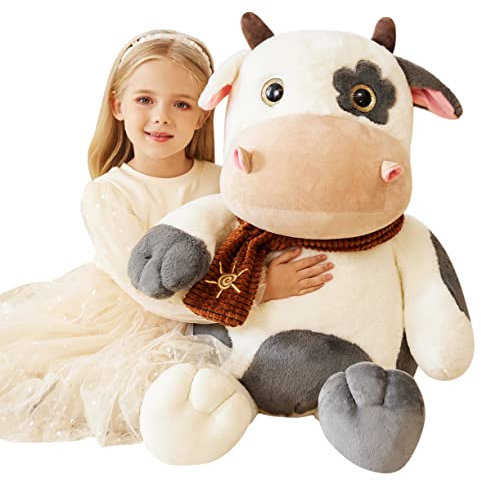 EARTHSOUND Groß Kuh Kuscheltier Riesen Stofftier,78cm XL XXL Riesige Plüschtier Gross Plüsch Spielzeug Weich Plüschtiere,Geschenk für Kinder