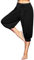 Terecey Locker Yogahose Damen Capri 3/4 Pumphose Kurz Haremshose Sommer Freizeithose Modal Sporthose Caprihose mit Taschen und Gummizug für Jogging Yoga Schwarz M