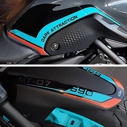 Resin Bike Aufkleber für Motorrad Kompatibel mit Yamaha MT-07 2022 Cyan Storm. Tankschutz und Kotflügelschutz vor Stößen und Kratzern. 3D-Harzklebstoff Set – Stickers - Made in Italy