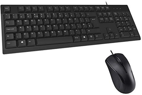 JUSTOP Extra Value Wired Keyboard And Mouse Set PC Computer Desktop Combo Slim UK Layout USB Connectors