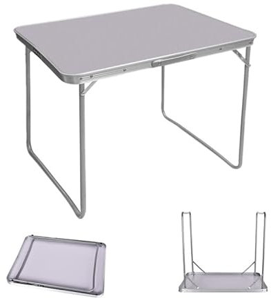 Qimu Mesa plegable de aluminio ligera portátil para camping, picnic, mesa plegable al aire libre, mesa de jardín plegable para camping, fiesta y picnic, adecuada para uso en interiores o exteriores