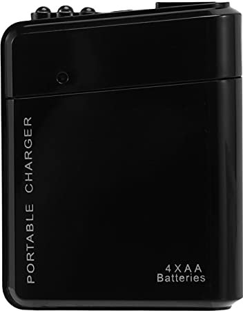 Lodokdre Noir 4X AA Batterie Chargeur d'alimentation Portable d'urgence USB pour Telephone cellulaire