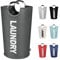DOKEHOM 90L Large Laundry Basket, Collapsible Laundry Bag, Freestanding Tall Clothes Hamper, Foldable Washing Bin (Dark Grey)