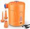 SUPPOU 5200mAh Portable Electric Air Pump (Orange), Fast Inflating/Deflating, Rechargeable, 3 Nozzles for Pool, Airbed, Boat