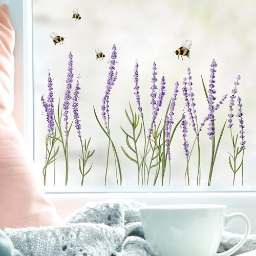 Wandtattoo Loft Fensterbilder Frühling mit Mohn Blumenwiese Oster Motiv – A4 Bogen, Wiederverwendbar – Frühlingsdeko Fenster, Frühlingsbild Fenster, Fensterdeko Frühling, Fensterfolie Frühling