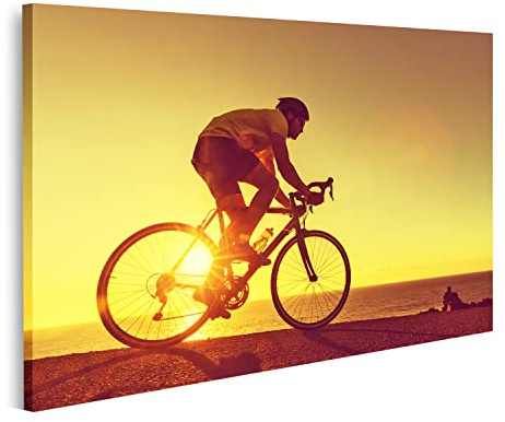 islandburner Bild auf Leinwand Rennrad Radfahrer Mann Radfahren Sonnenuntergang Rennrad Radfahrer Mann Radfahre Bilder Wandbilder Poster ISEV-1K