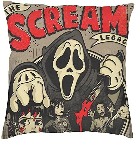 The Beach Stop Ghostface Scream Gruseliger Horrorfilm Kissenbezug | Einzigartige Wohnkultur Inspo Geschenkidee | 45 x 45 cm | The Scream Legacy
