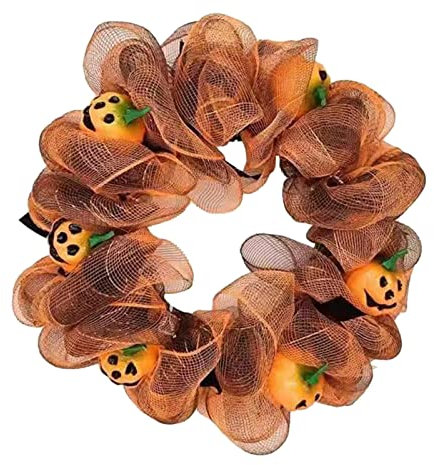 Willkommenskranz Party Dekoration Szene Anordnung Kürbis Sonnenblume Kranz Türverzierung Kranz Rund Naturmaterialien Halloween Dekoration für Haustür Wanddekoration (B, One Size)