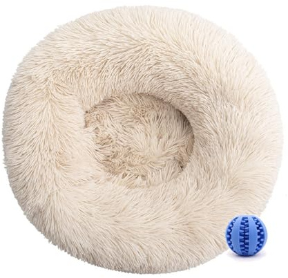 DOTBUY-SHOP Hundebet Rundes Katzenbett, Hundekissen Grosse Hunde Donut Kissen, Plüsch-Hundekorb Hundebett Waschbar, für Welpe, Katzen, Kätzchen, Haustiere (70CM,Beige)