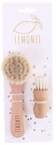 Gesichtspflege-Set: Gesichtsreinigungsbürste aus Ziegenhaar + Gesichts-Maskenpinsel mit Buchenholzgriff - Bürste für Babys/Erwachsene - Bürste: 15x5 cm, Borstenlänge: 2,5 cm