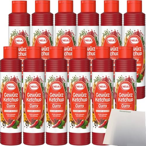 Hela Curry Gewürz Ketchup leicht scharf VPE (12x500ml Flasche) + usy Block