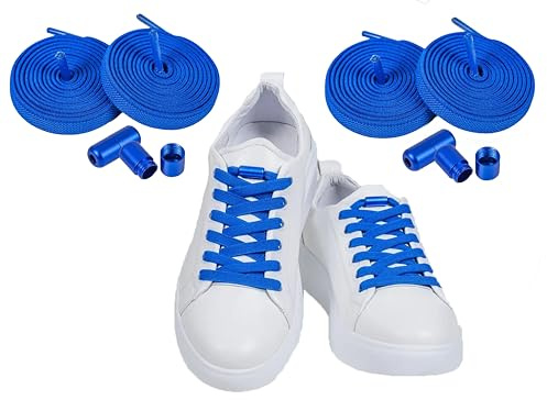 ELANOX® Elastische Schnürsenkel ohne Binden 8mm für 2 Paar Schuhe – Extra Stark mit Metallverschluss – Flache Gummischnürsenkel für Sneaker & Sport