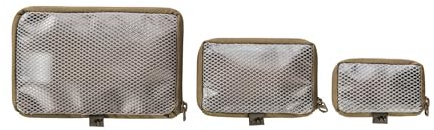 Tasmanian Tiger TT Mesh Pouch Set VL Rucksack Organizer Mesh Zusatz-Taschen Set in 3 Größen mit Klett-Rückseite (Khaki)