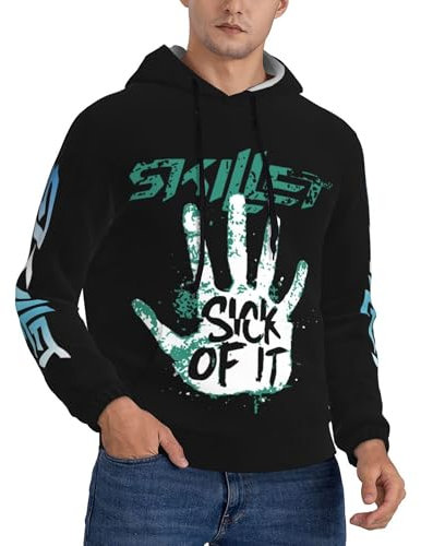 Śkillet%rock band Men's hoodie Classcal 3D print Hoodies Mens Pullover Hoodie Sweatshirt with Thermal Fleece Plush Lining for hiking travel,X-Large