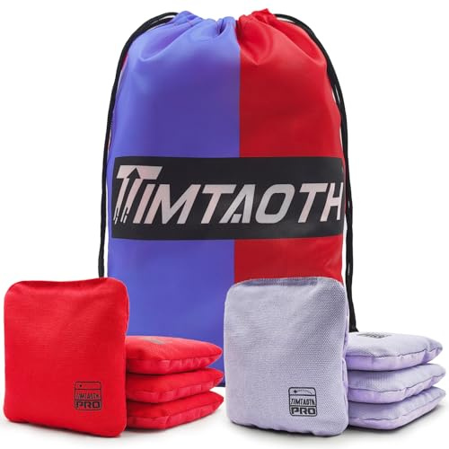 Timtaoth Doppelseitige Maisloch-Beutel, professionelle Cornhole Bags Set mit 8 Verordnung, Maisloch-Sitzsäcke, glatt und kleben