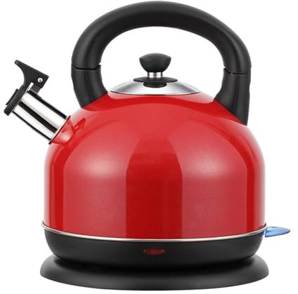 Large Kettle Electric, 2Kw Fast Boil Stainless Steel Cordless Kettle, Ideal for Household or Commercial Use,Whistle Alert, Removable Filter, Auto Shut-Off, Boil-Dry Protection (Red, 3L)