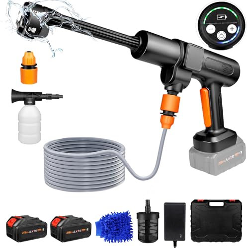 652PSI Cordless Pressure Washer - 2×15000mAh, 6-in-1 Nozzle & 6m Hose, 3 Water Sources(Tap/Bucket/Bottle), w/Hose Filter & Soap Bottle, Portable Power Washer for Car/Garden/Home