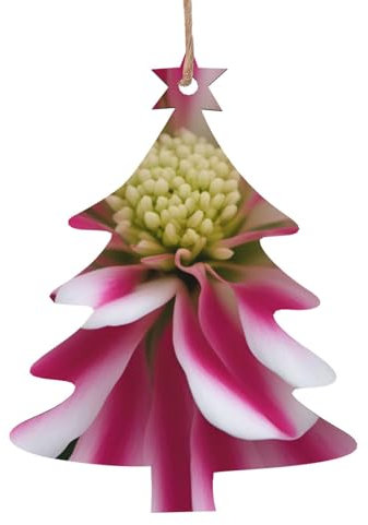 Collezione di ornamenti natalizi in legno con stampa floreale rosa e bianca,Decorazioni natalizie per albero di Natale
