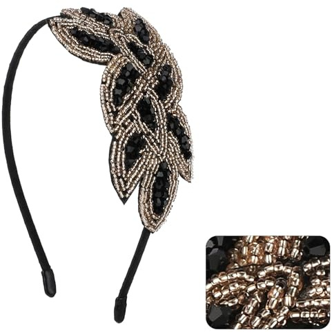Vintage Hair Hoop,1920s Headband,Vintage Headbands,Retro 20s Headband Headpiece with Crystal Elegant Gold Accessory Valentines Accessory for Girls Weddings Parties and Costumes Theme Hair Accessorys
