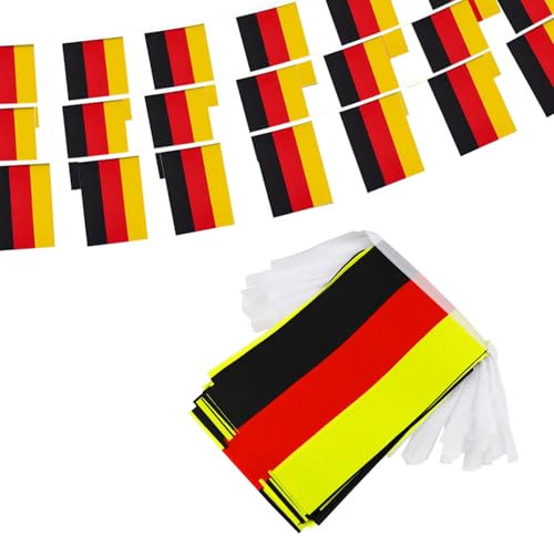 Deutschland Flaggen-Wimpelkette, Deutsch Flagge, Banner für Unabhängigkeitstag, Sport, Bars, Party-Dekorationen, Wimpelkette, 10 m, 30 Flaggen