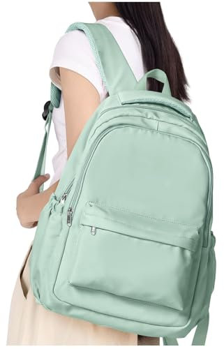 HYC00 Zaino da Scuola Superiore Ragazza Casual Zaini Scuola Media Zainetto Università Donna Zaino Porta pc 14 Pollici School Backpack Zaini Scolastici Superiori per Viaggi Lavoro,Verde Chiaro