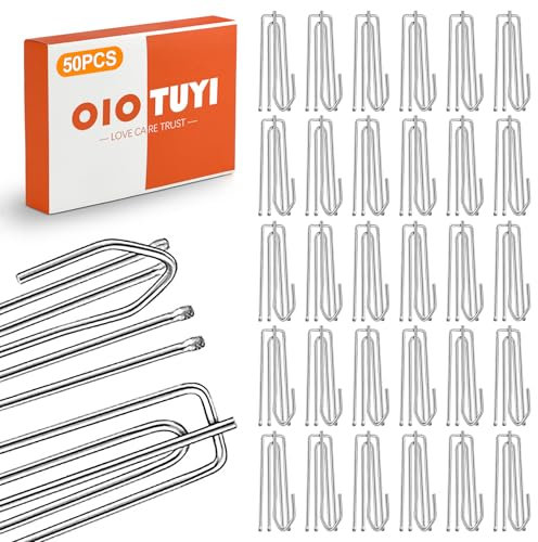 OioTuyi 50 Stück Gardinenhaken Metall Edelstahl, Faltenhaken für Gardinen zum Einhängen, Vorhanghaken, Curtain Hooks, Gardinen Zubehör