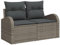 vidaXL Gartensofa 2-Sitzer mit Stauraum und Kissen Grau Poly Rattan