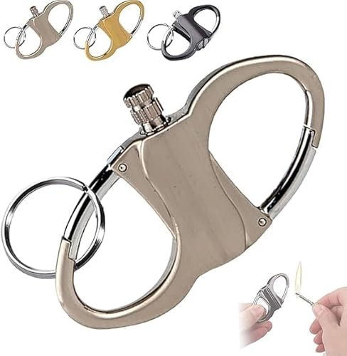 Keychain Lighter Match Strike,Schlüsselanhänger-Feuerzeug,Ewiges Streichholz Feuerzeug Mit Schlüsselanhänger,Feuerstarter Schlüsselring Für Outdoor Camping (Silver)
