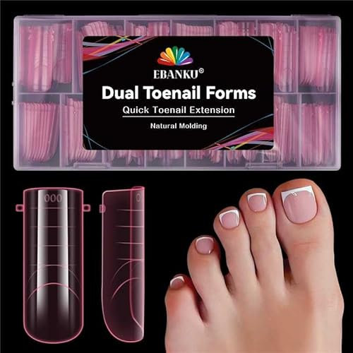 EBANKU 150PCS Polygel Tips Nagelformen, Wiederverwendbar Dual Tips Nägel für Nagelverlängerung Rosa Langer Acryl Sarg Nagel Erweiterung Tips Nagelspitzen Form, 15 Größen(Square)