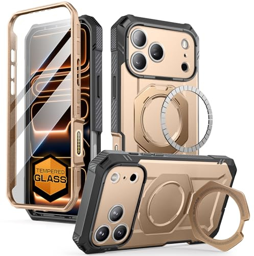 SUPCASE für iPhone 17 Pro Hülle mit Displayschutz aus gehärtetem Glas (UBGrip Pro), [Kompatibel mit MagSafe] Bumper Case Robust Schutzhülle Magnetisch Handyhülle mit Ringhalter 6.3‘’ 2025 (Desert)