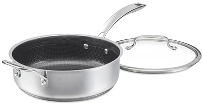 Cuisinart FusionPlus Hybrid Stainless Steel Cookware, 3.5-Quart Sauté Pan with Cover and Helper, PFAS-Free PURELYSEAR Ceramic Technology, Scratch Proof, Cool Grip Handles, Dishwasher Safe