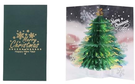 HanQZen 3D Pop-Up Weihnachtsbaum-Karte Pop-Up Karte als Gutschein oder Weihnachtsgruß I Klappkarte zu Weihnachten (grün)