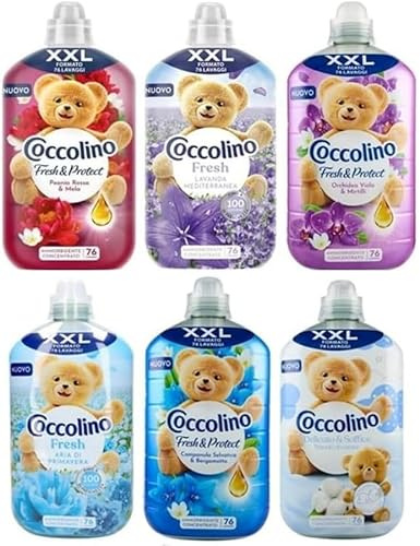 (Samicash Varianti) Coccolino Ammorbidente Pacchetto XXL Concentrato Ammorbidente 76 Lavaggi 6 X 1750ml - 6 Vari Profumi