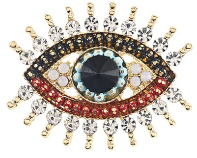 Broche Evil Eye pour femme - Broche en strass cristal avec mauvais œil - Charmante broche pour écharpe - Pull et manteau - Bijou parfait pour toutes les occasions