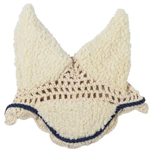 HKM Hobby Horse Fliegenhaube Teddy - Ohrenhaube für Steckenpferd aus kuscheligem Teddyfell (Beige)