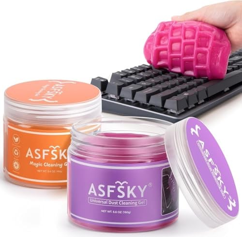 ASFSKY 2 Stück Tastatur Reinigungsgel, Reinigungsgel für den Innenraum | Zubehör Innenraum Schleim Reiniger Universeller Reinigungsschleim für Auto, Computer, Drucker, Kameras (Orange+Rosa)