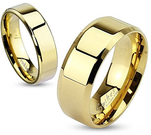 Autiga Damen Herren Ring Edelstahl Partnerring Ehering Verlobungsring Bandring Gold 57 - Ø 18,14 mm 6 mm