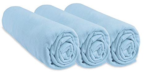 3 Spannbettlaken, 40 x 80 cm, dehnbar, für 40 x 90 cm, Babytragetasche, 40 x 80 cm, 100% Baumwolle, Himmelblau, atmungsaktiv, gesunder Schlaf, Marke Easy Dort | Öko-Tex Zertifiziert