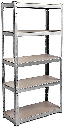 Home Vida Étagère de Garage Shelving Unit 5 Niveaux – Galvanisé, H: 1800mm, L: 900mm, Capacité 875kg, Rangement Robuste Maison/Atelier
