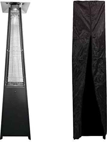 Happy Garden Parasol Chauffant au gaz Stockholm 13kW en Acier Noir + Housse de Protection