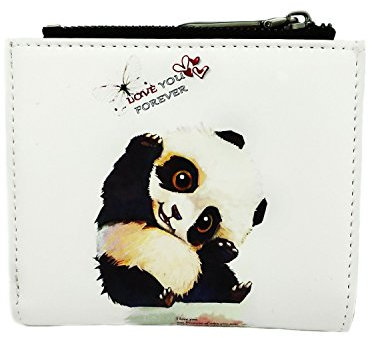 Amoyie Cuir Portefeuilles Femme Porte-Monnaie Feuilles en Cuir élégant Fermeture Mode Portefeuilles pour Les Femmes, Les Dames et Les Filles, Panda