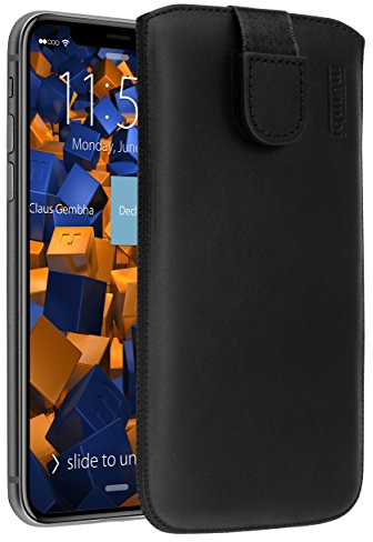 mumbi Echt Ledertasche kompatibel mit iPhone X / XS Hülle Leder Tasche Case Wallet, schwarz - 5.85 Zoll